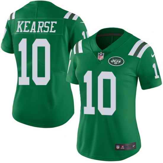Nike Jets #10 Jermaine Kearse Green Womens Stitched NFL Limited Rush Jersey